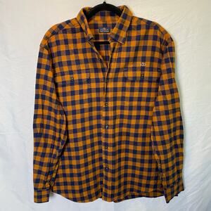 Fish Hippie Men's Buffalo Plaid Flannel Button Down Shirt Size Large Cotton